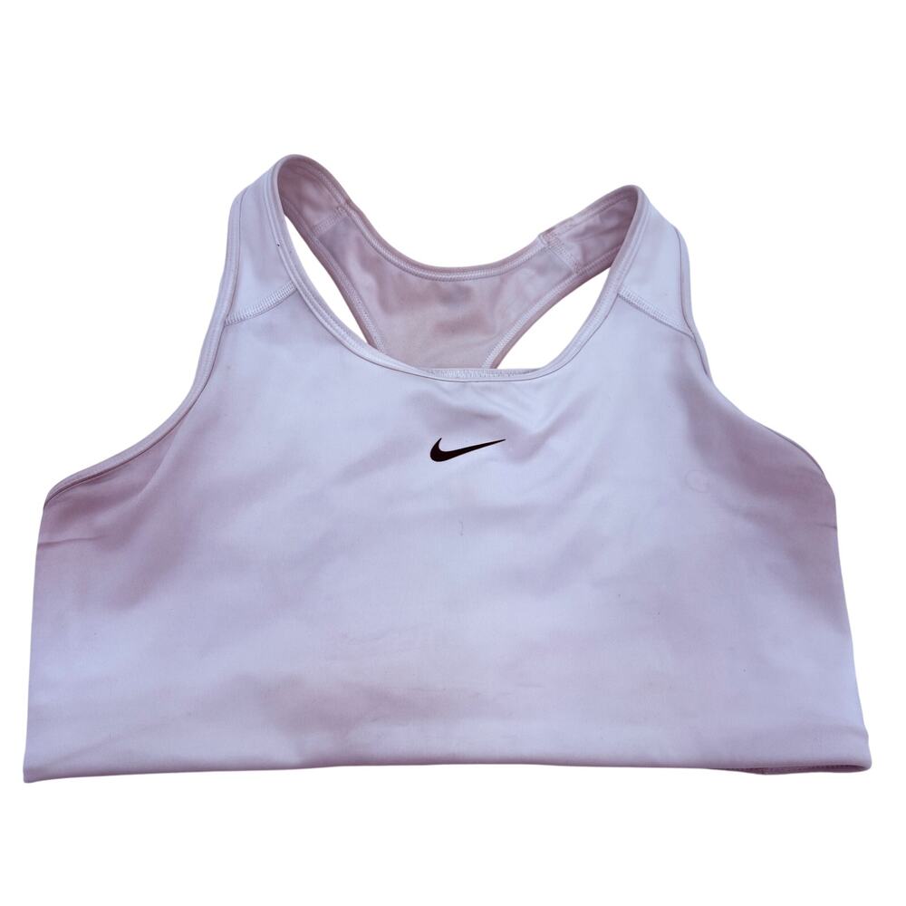 Nike Dri-Fit White Swoosh Halter Sports Bra Size Large